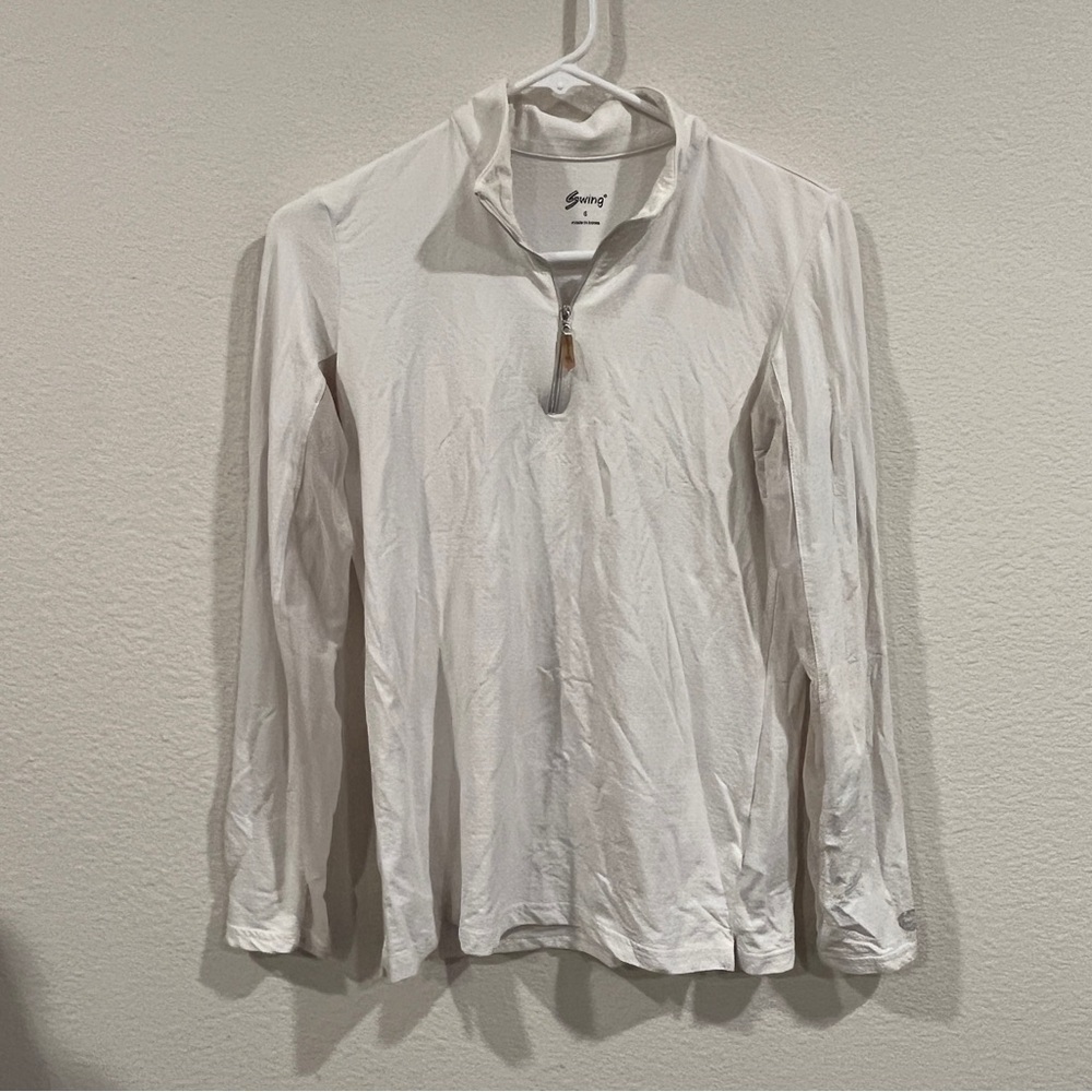 Swing size small white quarter zip light weight long sleeve golf/tennis shirt